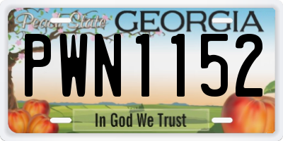 GA license plate PWN1152