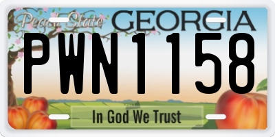 GA license plate PWN1158
