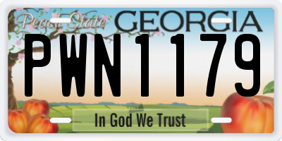 GA license plate PWN1179