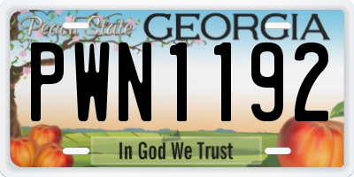 GA license plate PWN1192