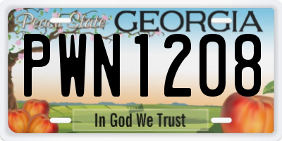 GA license plate PWN1208