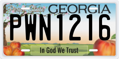 GA license plate PWN1216