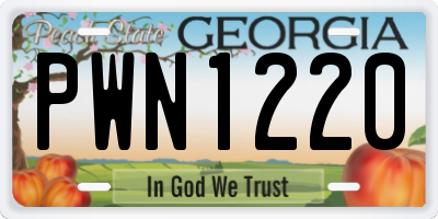 GA license plate PWN1220
