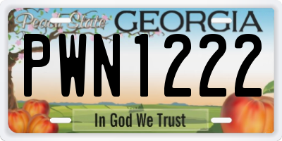 GA license plate PWN1222