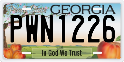 GA license plate PWN1226