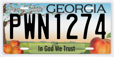 GA license plate PWN1274