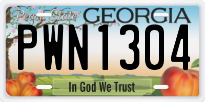 GA license plate PWN1304