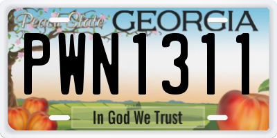 GA license plate PWN1311