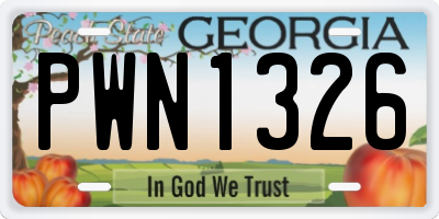 GA license plate PWN1326