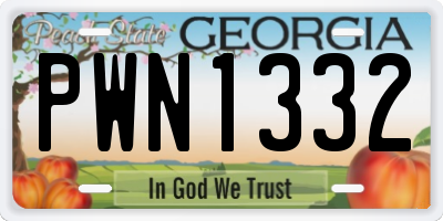 GA license plate PWN1332