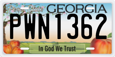 GA license plate PWN1362