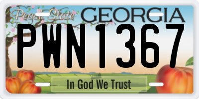 GA license plate PWN1367