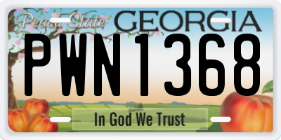 GA license plate PWN1368