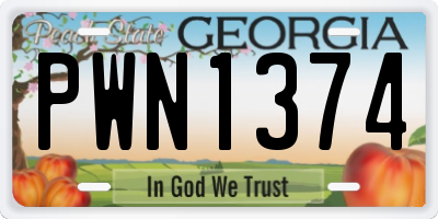 GA license plate PWN1374
