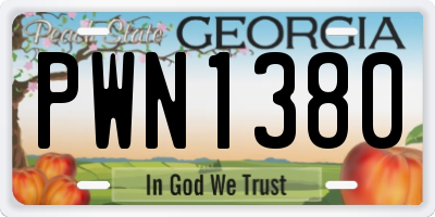 GA license plate PWN1380