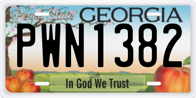 GA license plate PWN1382