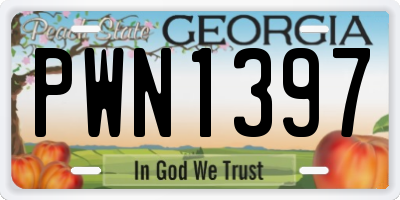 GA license plate PWN1397