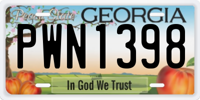 GA license plate PWN1398