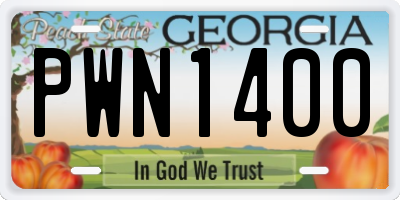 GA license plate PWN1400