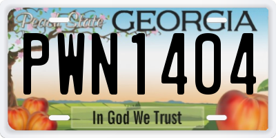 GA license plate PWN1404