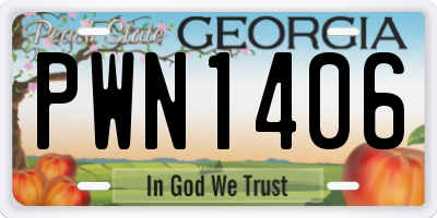 GA license plate PWN1406