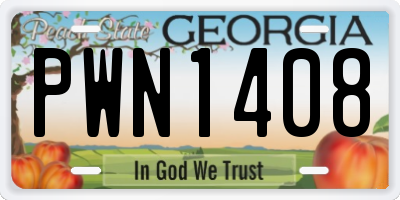 GA license plate PWN1408