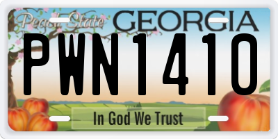 GA license plate PWN1410