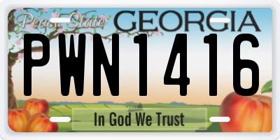 GA license plate PWN1416