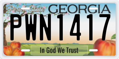 GA license plate PWN1417