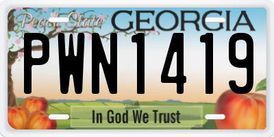 GA license plate PWN1419
