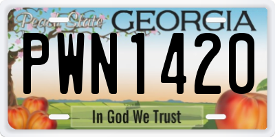 GA license plate PWN1420