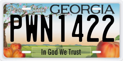 GA license plate PWN1422