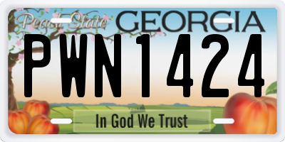 GA license plate PWN1424