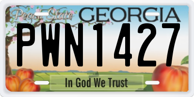GA license plate PWN1427