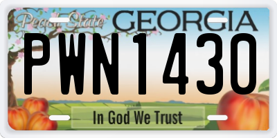 GA license plate PWN1430