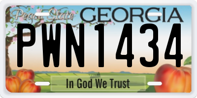 GA license plate PWN1434