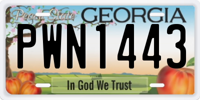 GA license plate PWN1443