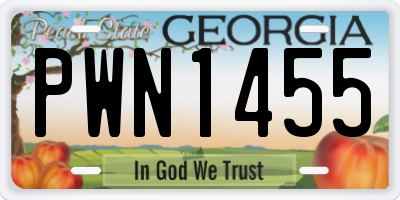 GA license plate PWN1455