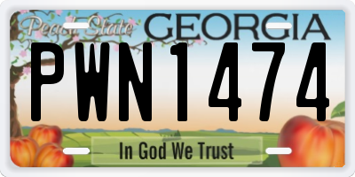 GA license plate PWN1474