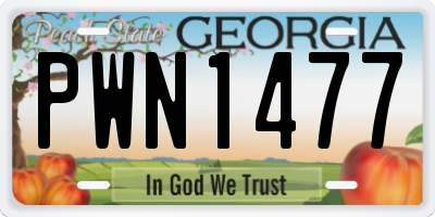 GA license plate PWN1477