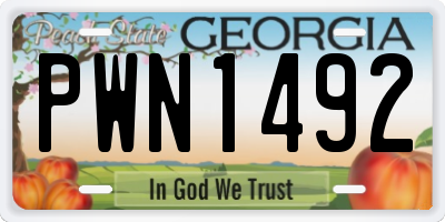 GA license plate PWN1492