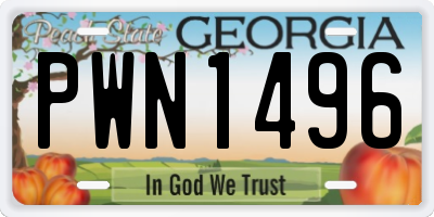 GA license plate PWN1496