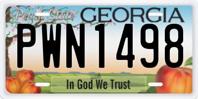 GA license plate PWN1498