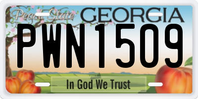 GA license plate PWN1509