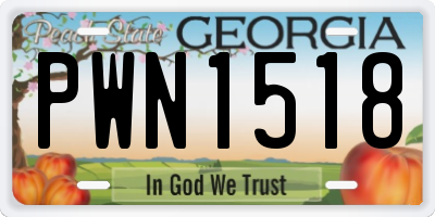 GA license plate PWN1518