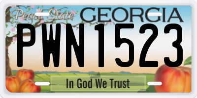 GA license plate PWN1523
