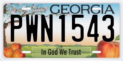 GA license plate PWN1543