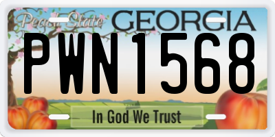 GA license plate PWN1568