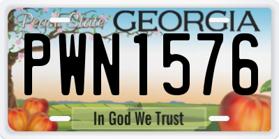 GA license plate PWN1576