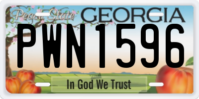 GA license plate PWN1596